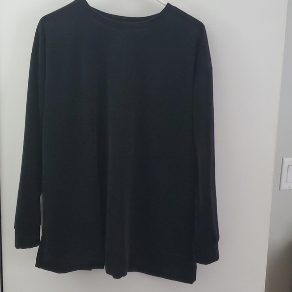 Woman Within Tops - Black velour shirt